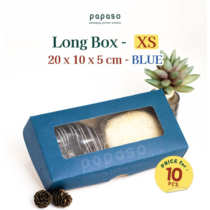 

Box Brownies / Long Box / Kotak (BLUE-LBB-XS-WINDOW) Kraft Full Laminating (Min. Order 1pack/10pcs)