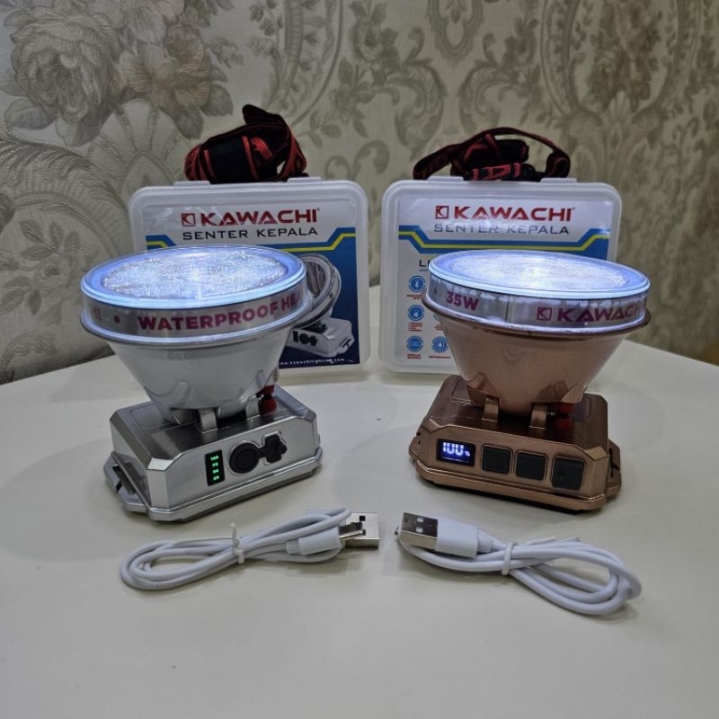 Senter Kepala Kawachi 25watt / 35watt / Update Versi Baru / Indikator Baterai / Led Super Terang / L
