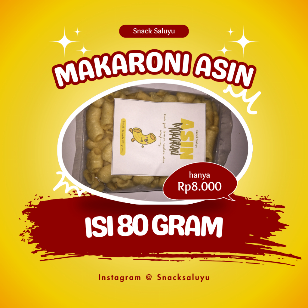 

Makaroni Asin 80 Gram Snack Siap Santap Jajanan Ringan Makanan Ringan Siap Jadi Teman Makan Murah