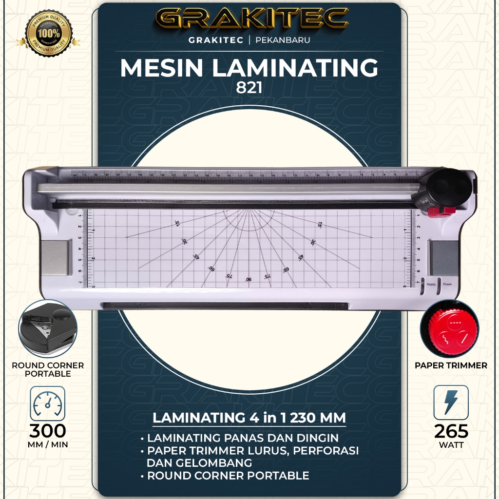 

Mesin Laminating A4/F4 4in1 (230mm) 821/822/825 Fitur Combo Laminating + Paper Trimmer + Emergency Button pku