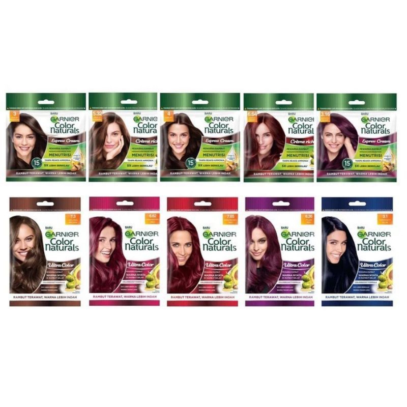 GARNIER color natural/ semir rambut Garnier ultra color / ash blonde/black / dark brown