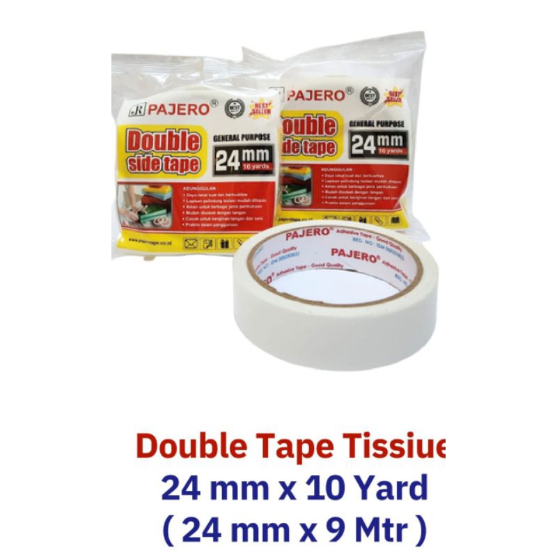 

ISOLASI DOUBLE TAPE TISUE MEREK PAJERO 24 MM X 10 YARD/ DOUBLE TAPE TISUE MEREK PAJERO 24 MM/ ISOLASI BOLAK BALIK PAJERO