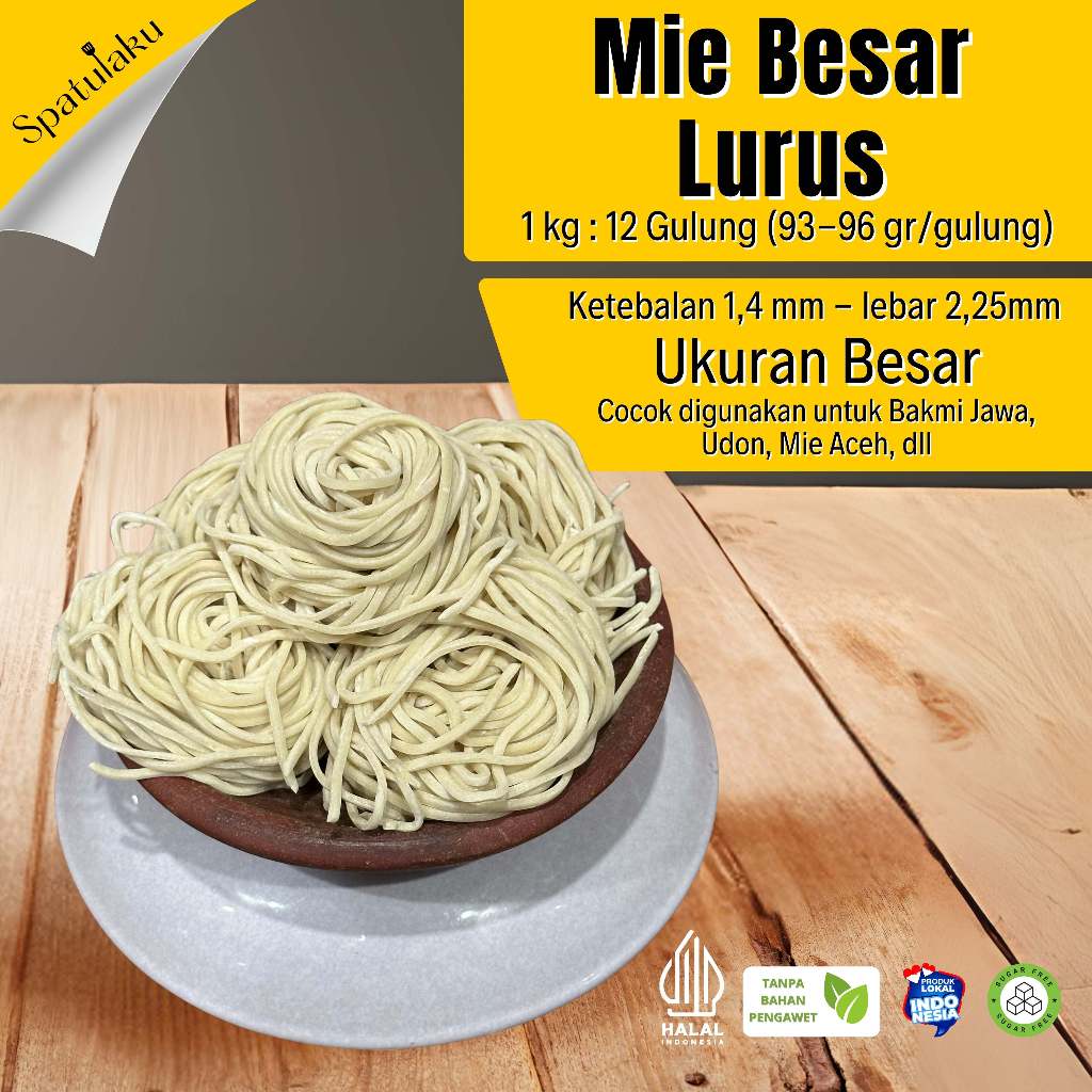 

Bakmie Jawa, Mie Aceh, Mie Godog UKURAN BESAR. Mie Mentah Lurus