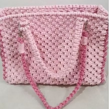 Tas Macrame  Tote Bag Pink Handmade