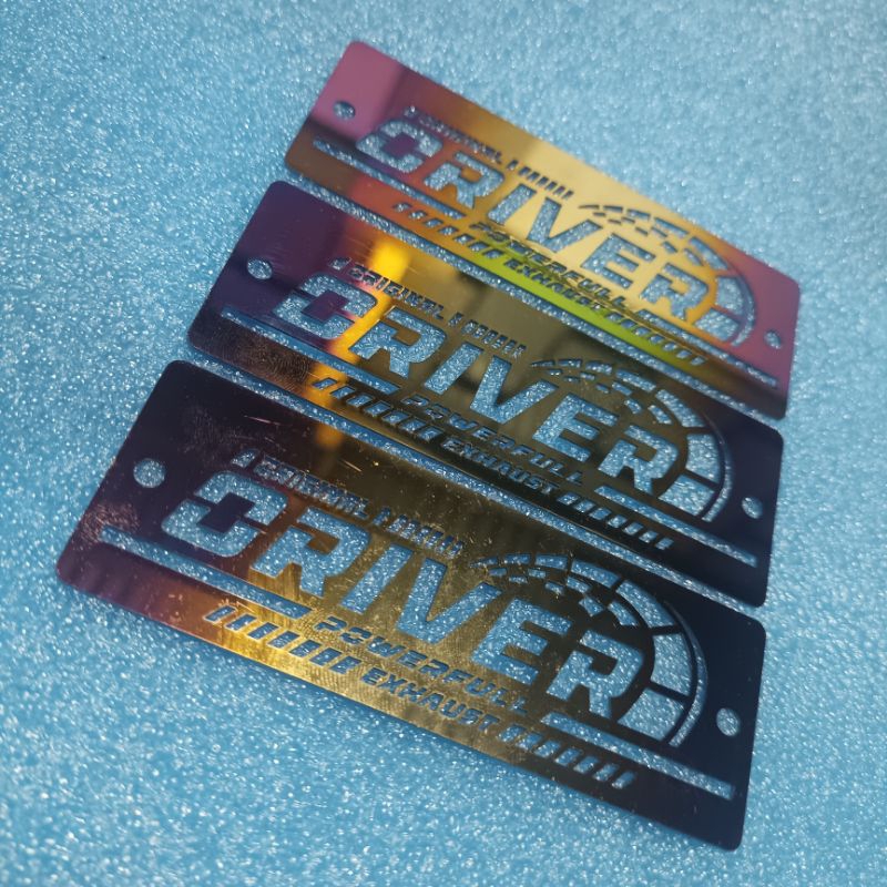 Emblem Knalpot Racing Cutting Gradasi Pelangi Original ORIVER EXHAUST