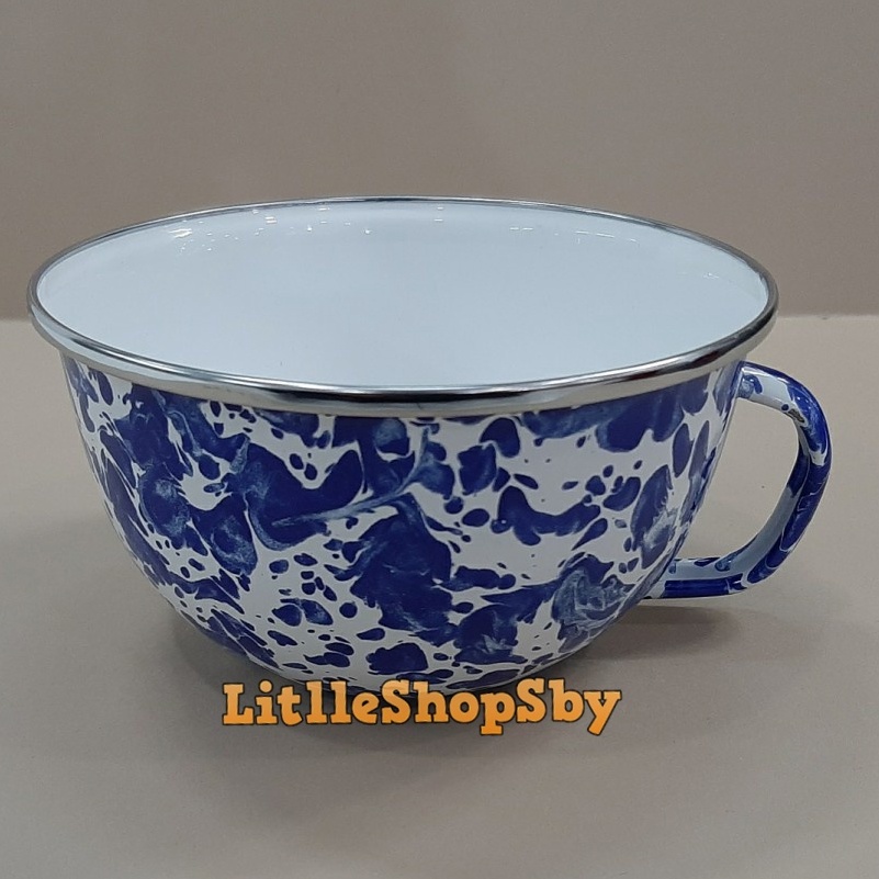 Soup Mug Enamel 14cm Motif biru blirik
