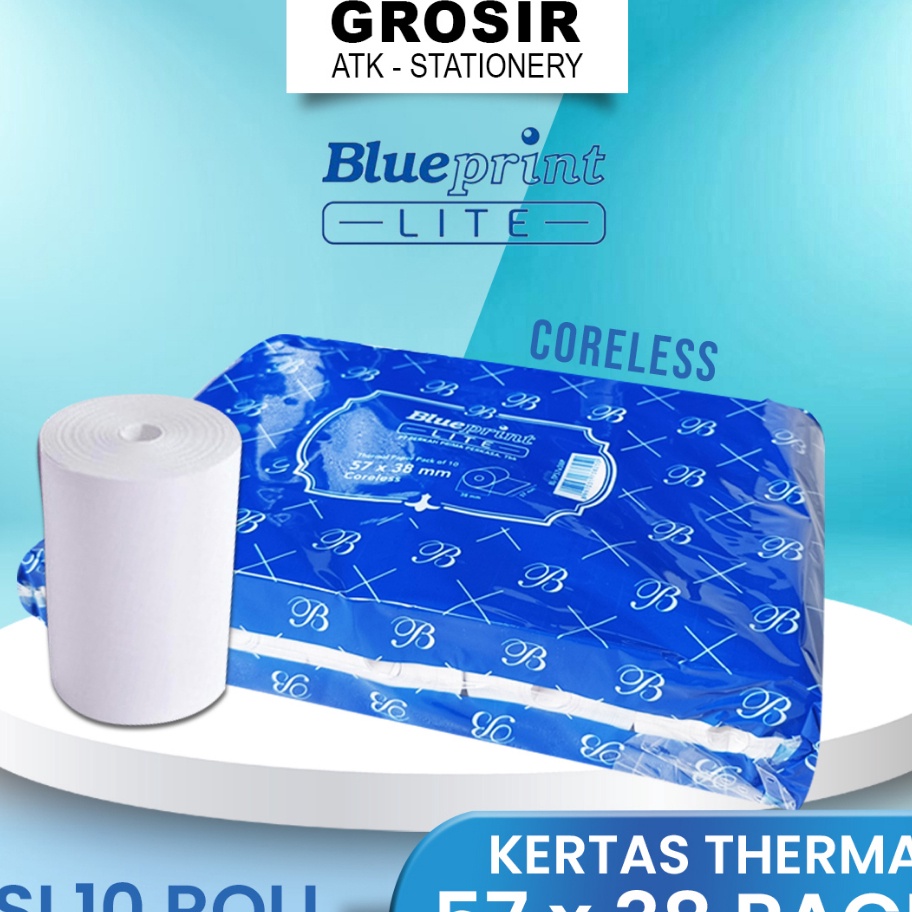 

57X38 1 PACK KERTAS KASIR STRUK KERTAS THERMAL TERMAL EDC BRI PPOB Blueprint LITE 57MM CORELESS 58x4