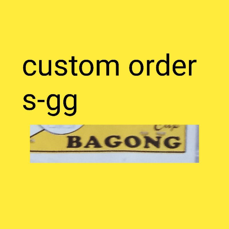 

custom order label Bg warna kuning per 20 biji