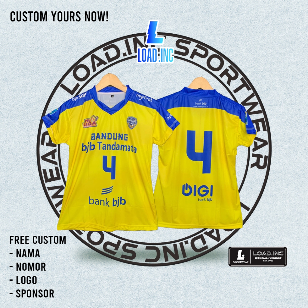 Jersey Voli Cewek Kaostim Voli Wanita Proliga BJB Tandamata Kuning 2025