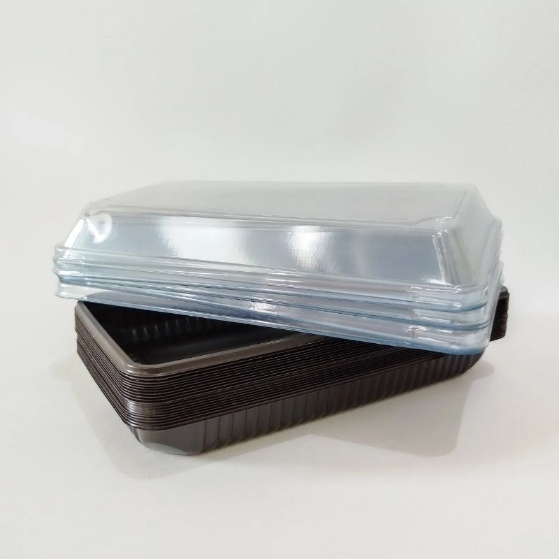 Mika Brownis M/Medium warna coklat tutup bening | Tray Kotak Bronis Kue Bolu | Mika Kue Warna Coklat