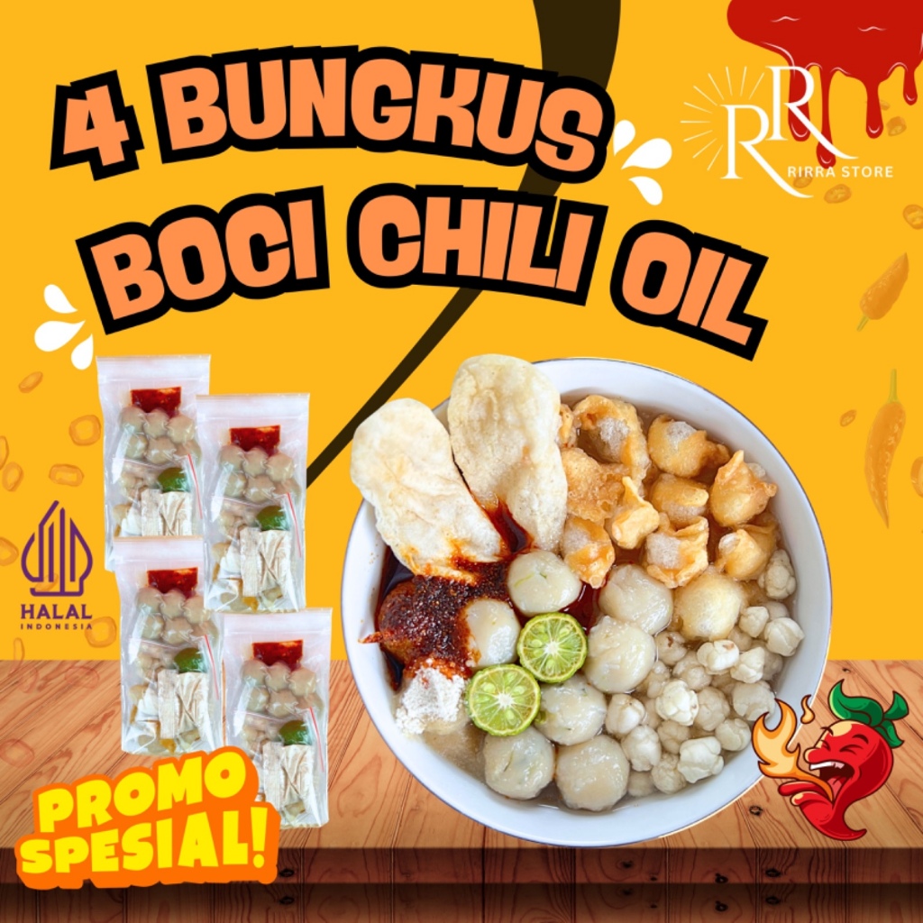 

[BOCI CHILLI OIL] 4 BUNGKUS BASO ACI ORI EXTRA CHILLI OIL Food Pedas Instan