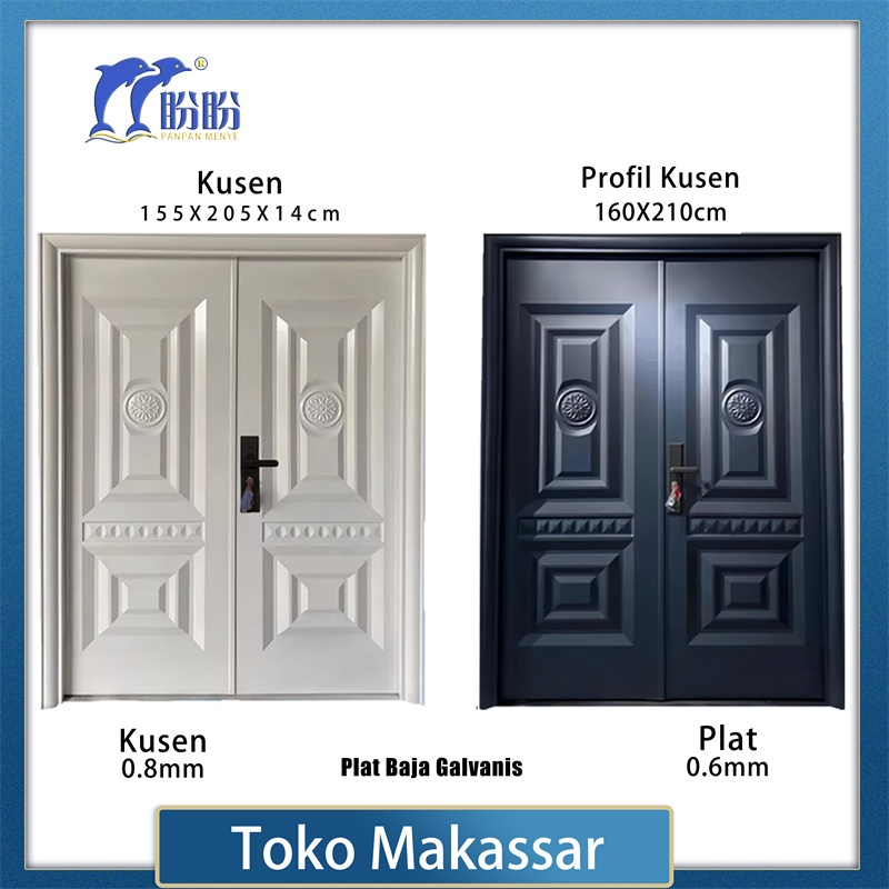 PT PANPAN - (LUXURY DOUBLE PAN 8045 ) Pintu Baja /Pintu Plat Baja Double Kupu Kupu Tarung Utama Pint