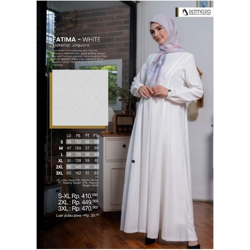 DAMOZA FATIMA - WHITE BLACK | Gamis Damoza Terbaru | Gamis Terbaru