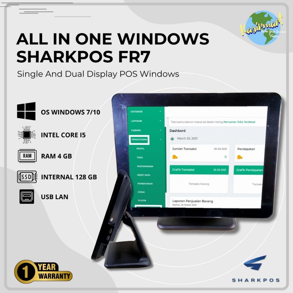 Mesin Kasir All In One Sharkpos Pos FR7 PC Core i5 4/128 All In One Touchscreen Sharkpos FR 7 All In