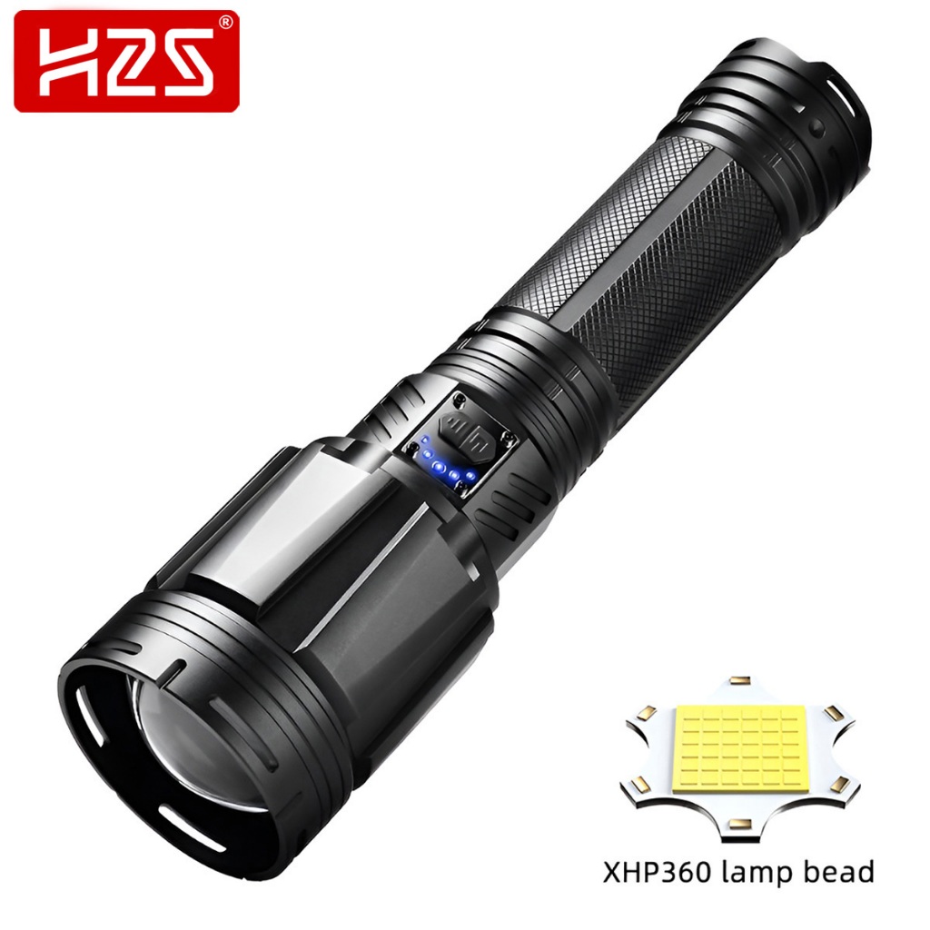H2S Senter G999 LED XHP360 Powerful 150w 24000mAh Zoom In Out HS-G999