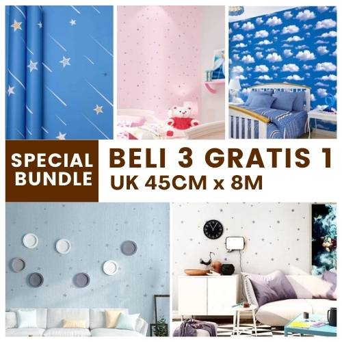 Wallpaper Dinding Plafon Kamar Tidur Walpaper Dingdin Motif Langit Biru Aesthetic SPECIAL BUNDLE