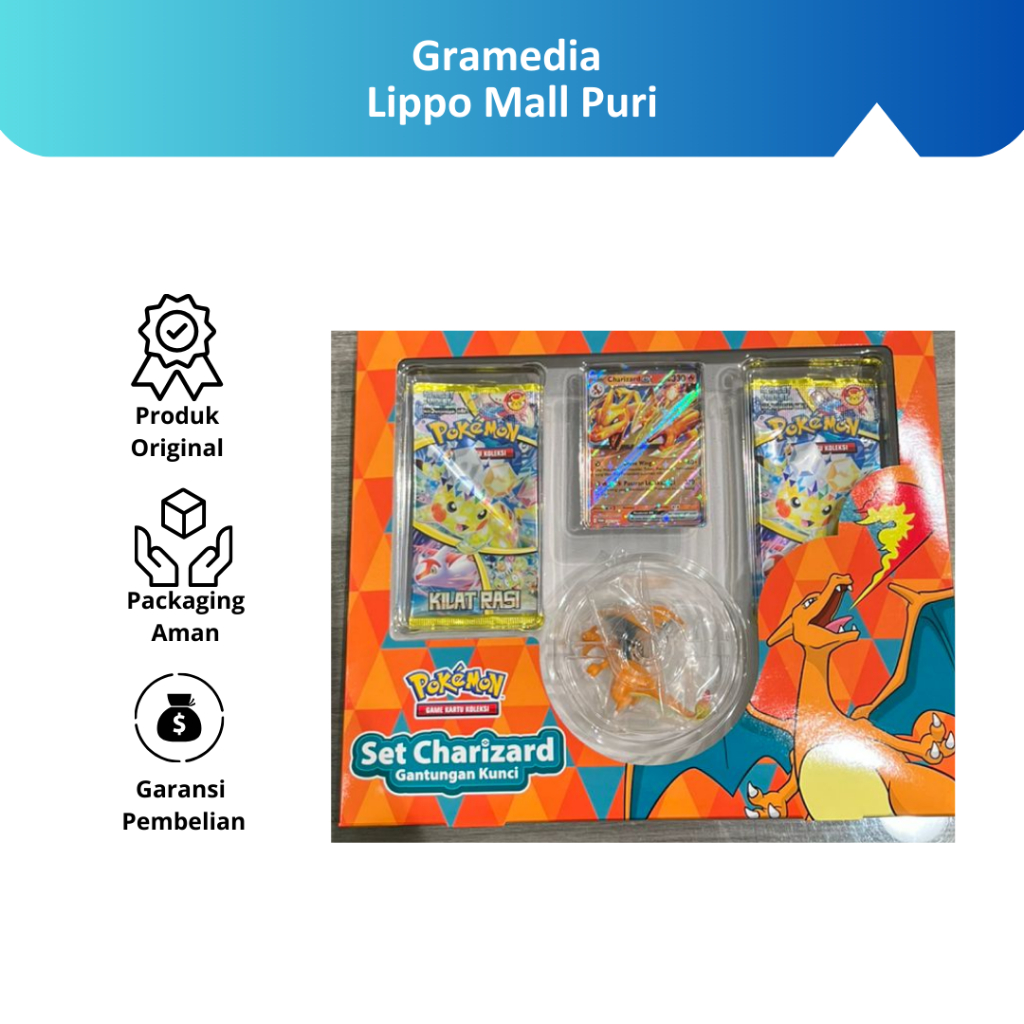 Gramedia Lippo Mall Puri - POKEMON GAME KARTU KOLEKSI SET CHARIZARD KEYCHAIN SV8SPKP