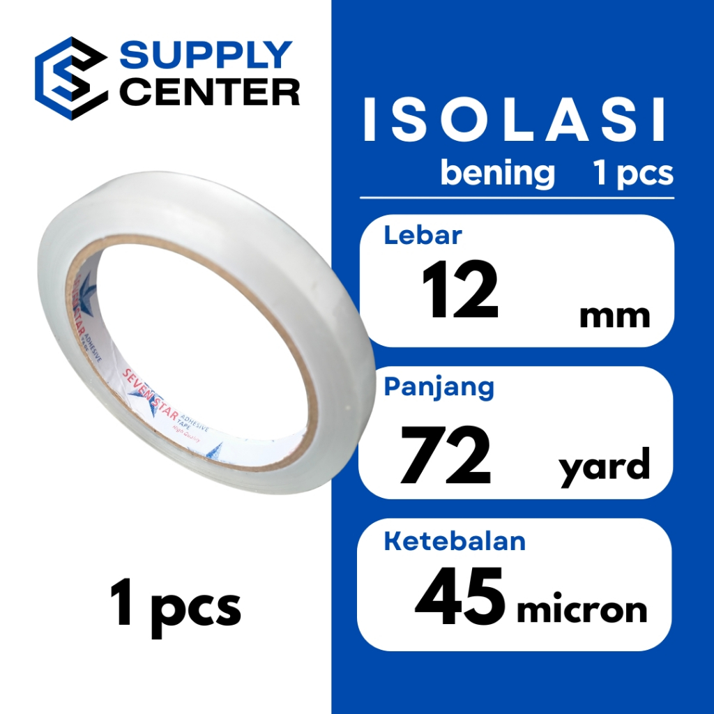 

solasi bening 12mm x 72 yard isolasi selotip 1 PCS