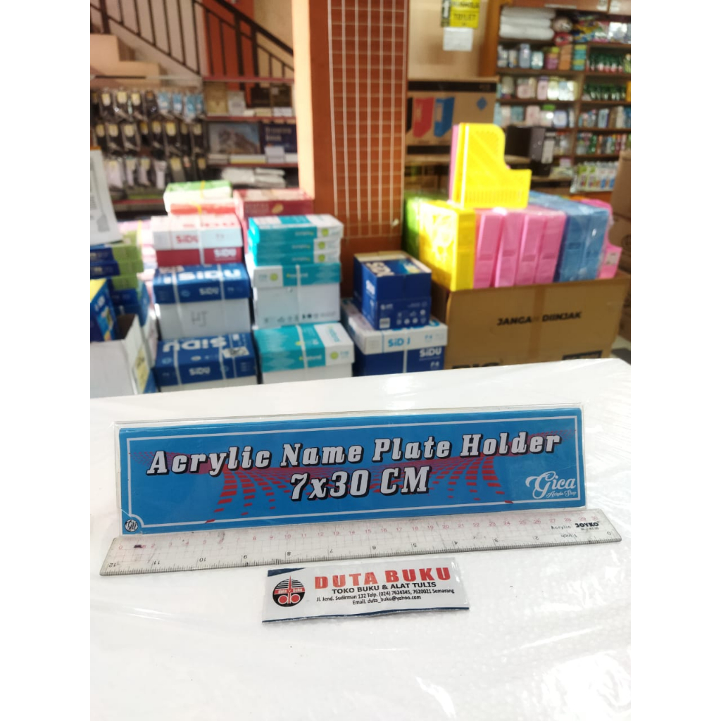

Acrylic / Aklrilik Papan Nama Meja Name Plate Holder 7 x 30cm 2 Sisi Bolak Balik