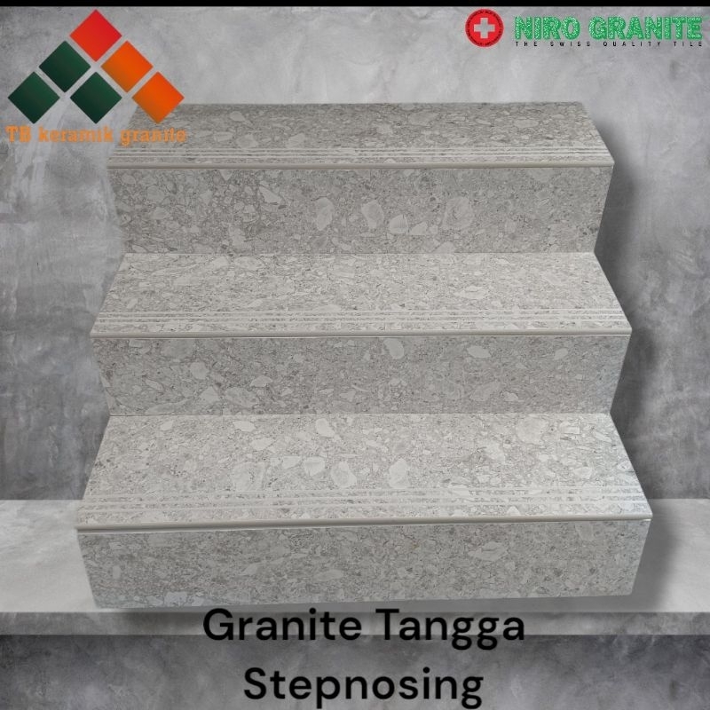 Granite Tangga Stepnosing 30x80 20x80 / 30x90 20x90 / 30x100 20x100 / 30x120 20x120 / Terazzo Grey N