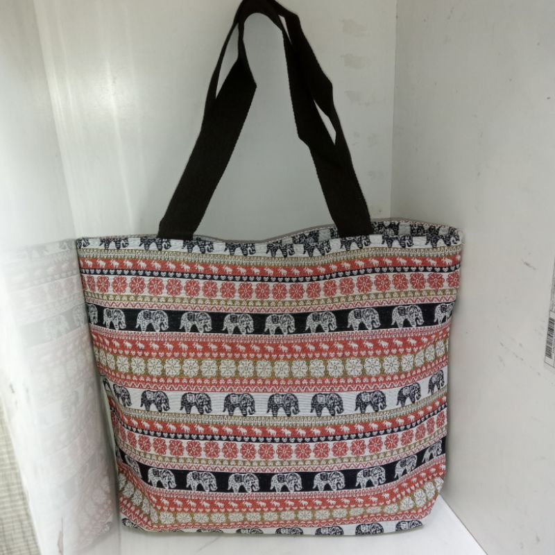 tas Tote bag kanvas thailand motif gajah