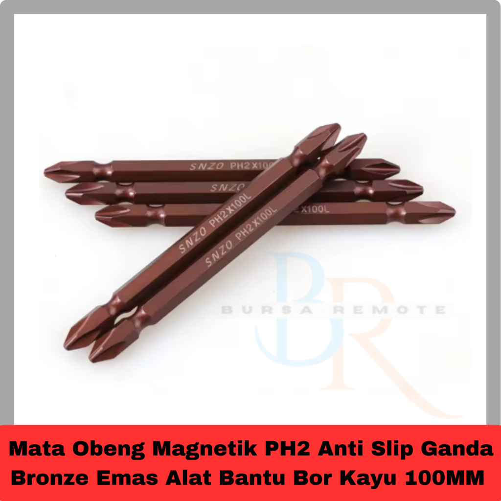 Mata Obeng Magnetik PH2 Anti Slip Ganda Bronze Emas Alat Bantu Bor Kayu 100MM 1/5Pcs