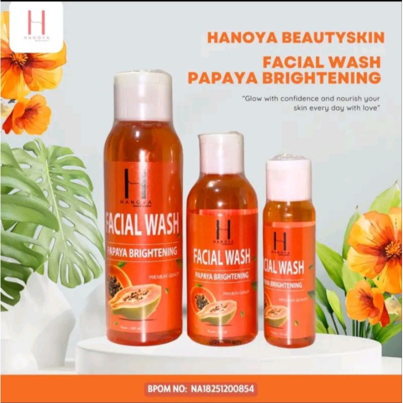 [ KEMASAN BARU ] HANOYA WFacial Wash Papaya Brightening BPOM |Sabun Papaya Cair