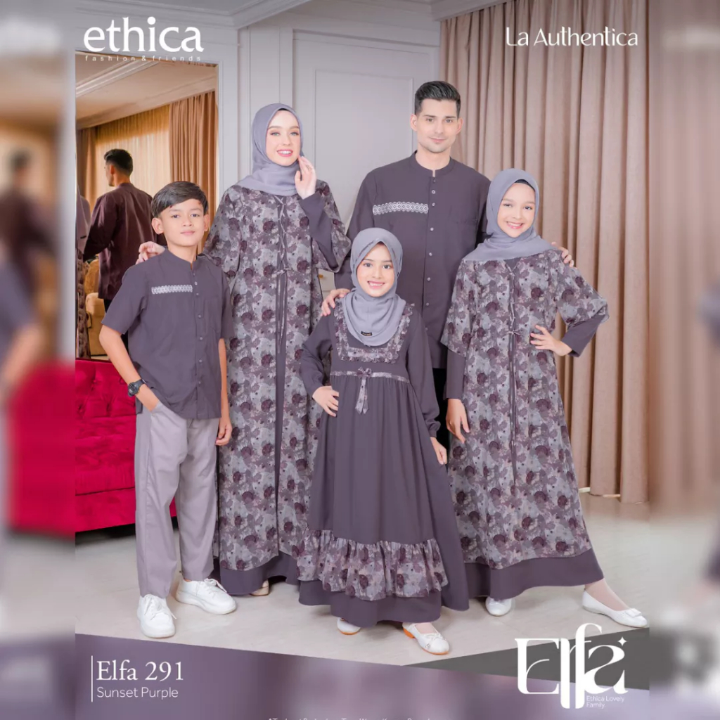 BAJU GAMIS COUPLE KELUARGA ETHICA ELFA 291  KAGUMI 291 SUNSET PURPLE