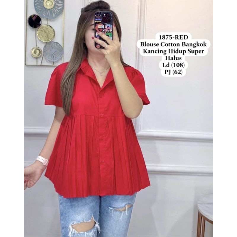 blouse cotton bangkok 1875 blouze remple import bang salur  polka import atasan rajut polos lengan b