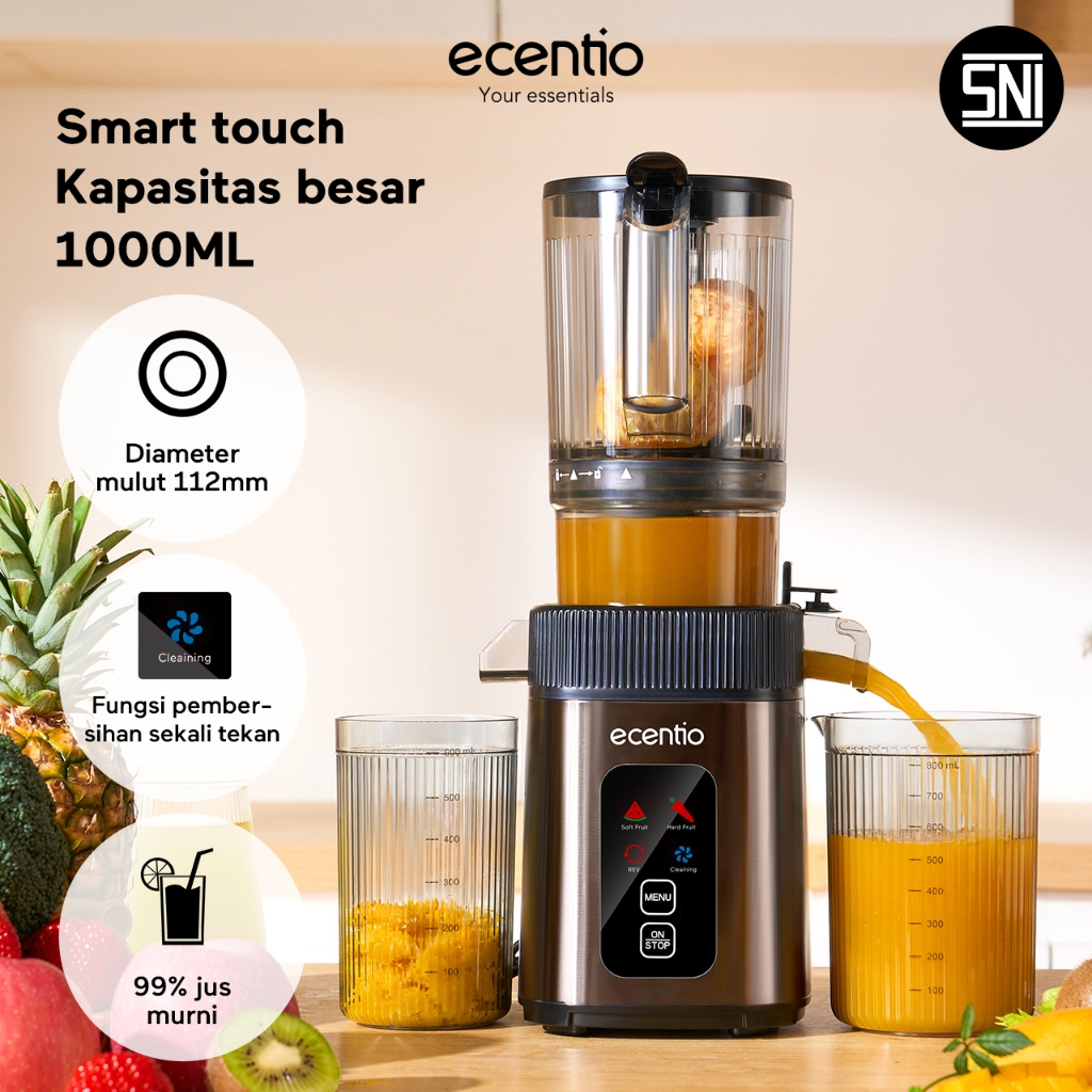 ecentio flagship slow juicer portable 112mm caliber dan Smart Touch multifungsi blender 550ml+600ml 