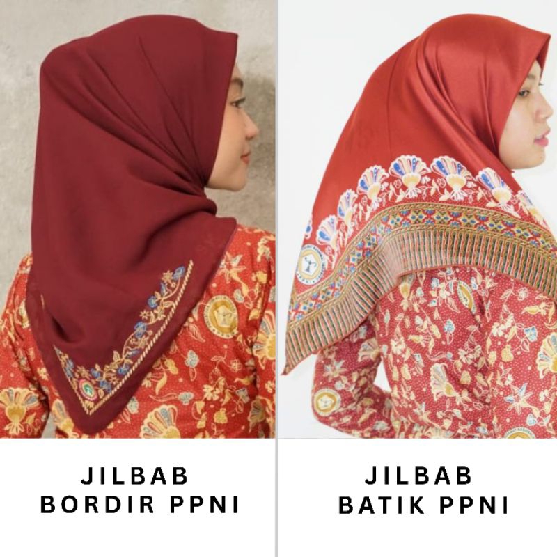 Jilbab Seragam Batik PPNI & Jilbab Bordir PPNI. Kerudung hijab seragam PPNI