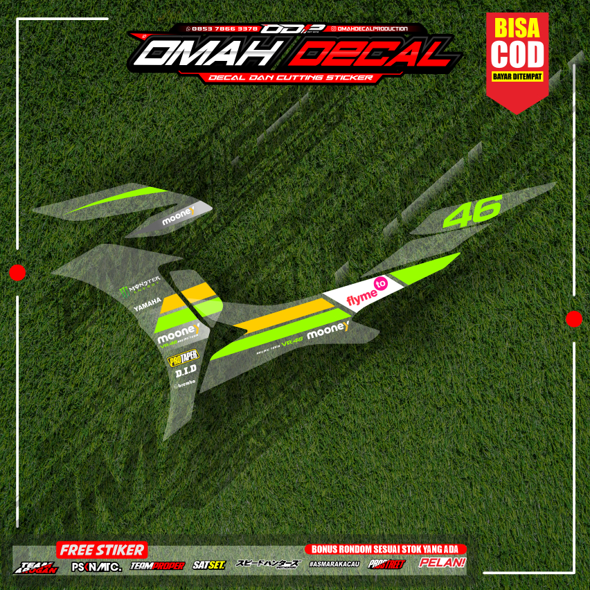 STIKER STRIPING TRANSPARAN AEROX NEW 155 FACELIFT LIS STICKER UV BAHAN MAX DECAL PREMIUM WARNA BIRRU