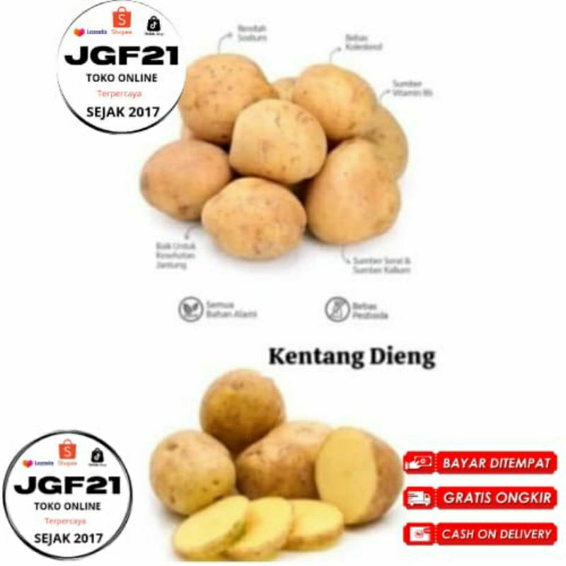 

Terlaris No.1 250Gr -Kentang Dieng Super Grade A Kentang Bahan dapur sayuran serba jadi makanan sayuran