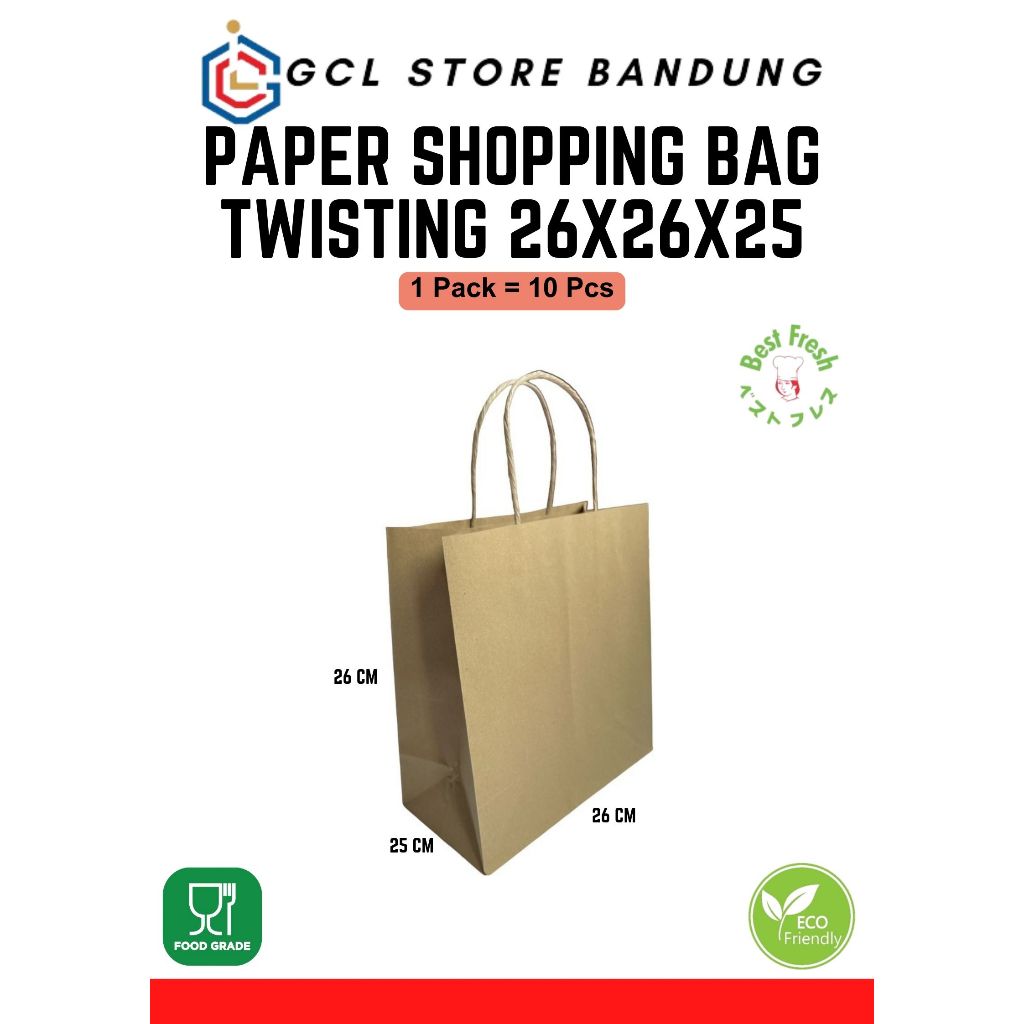 

Paper Bag Shopping SQUARE BT TWIST 26x26x25 | Tas Shopping Paper | paper Shopping Bag