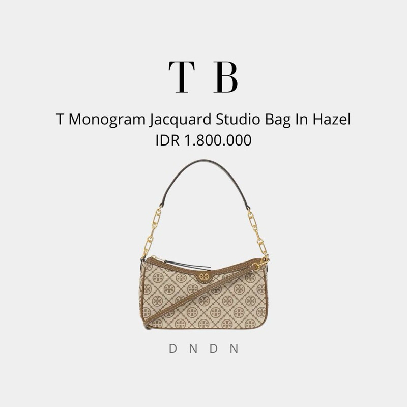 T Monogram Jacquard Studio Bag In Hazel