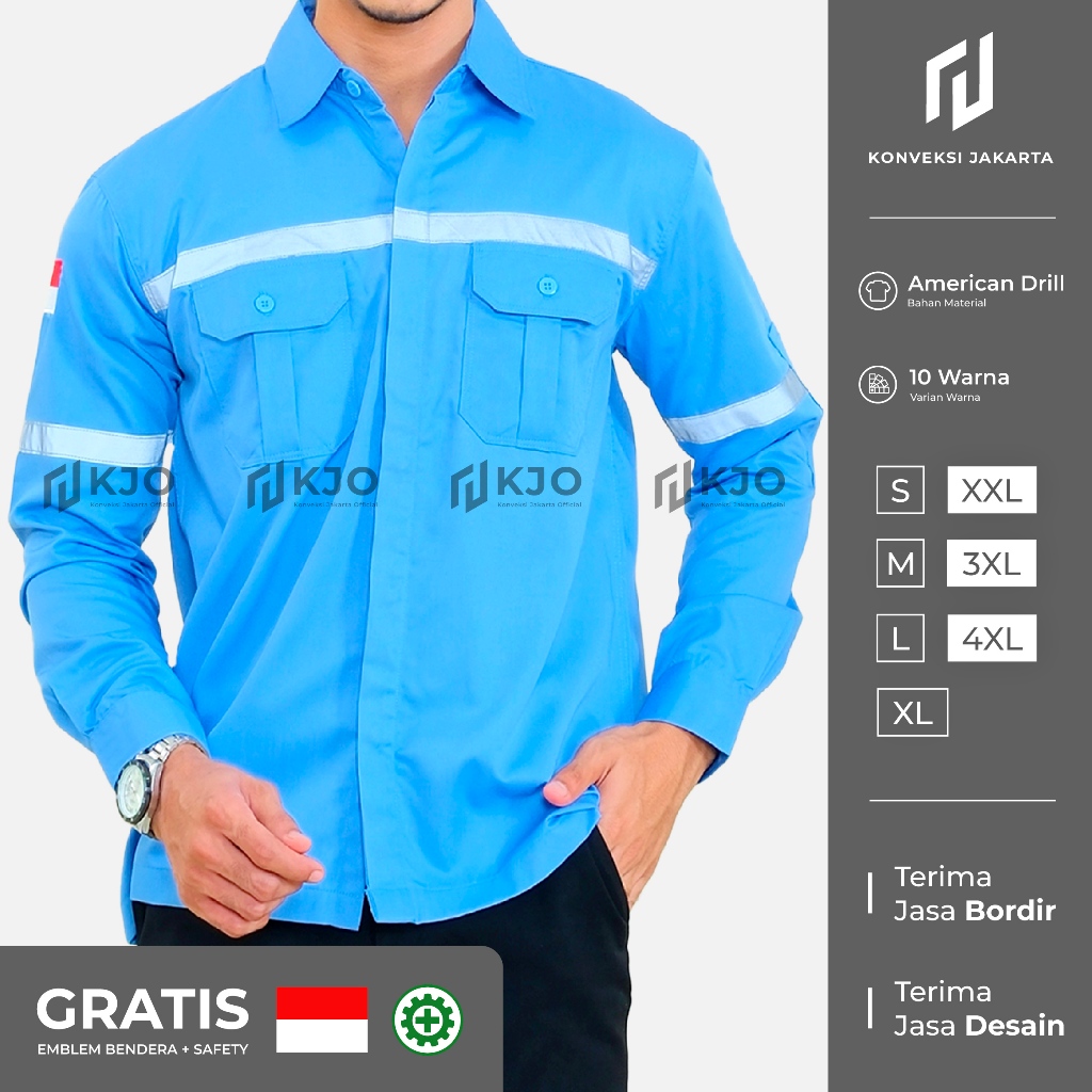 Baju Wearpack Kemeja Safety K3 Proyek Tambang Lengan Panjang  - Pakaian Seragam Werpak Kerja Atasan 