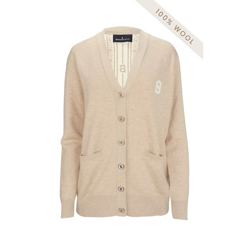 Plaid Wool Cardigan - Beige NEW