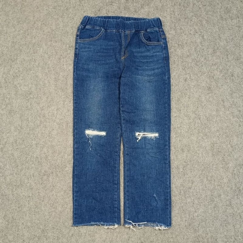 Celana jeans panjang pria size 27 second ripped jeans