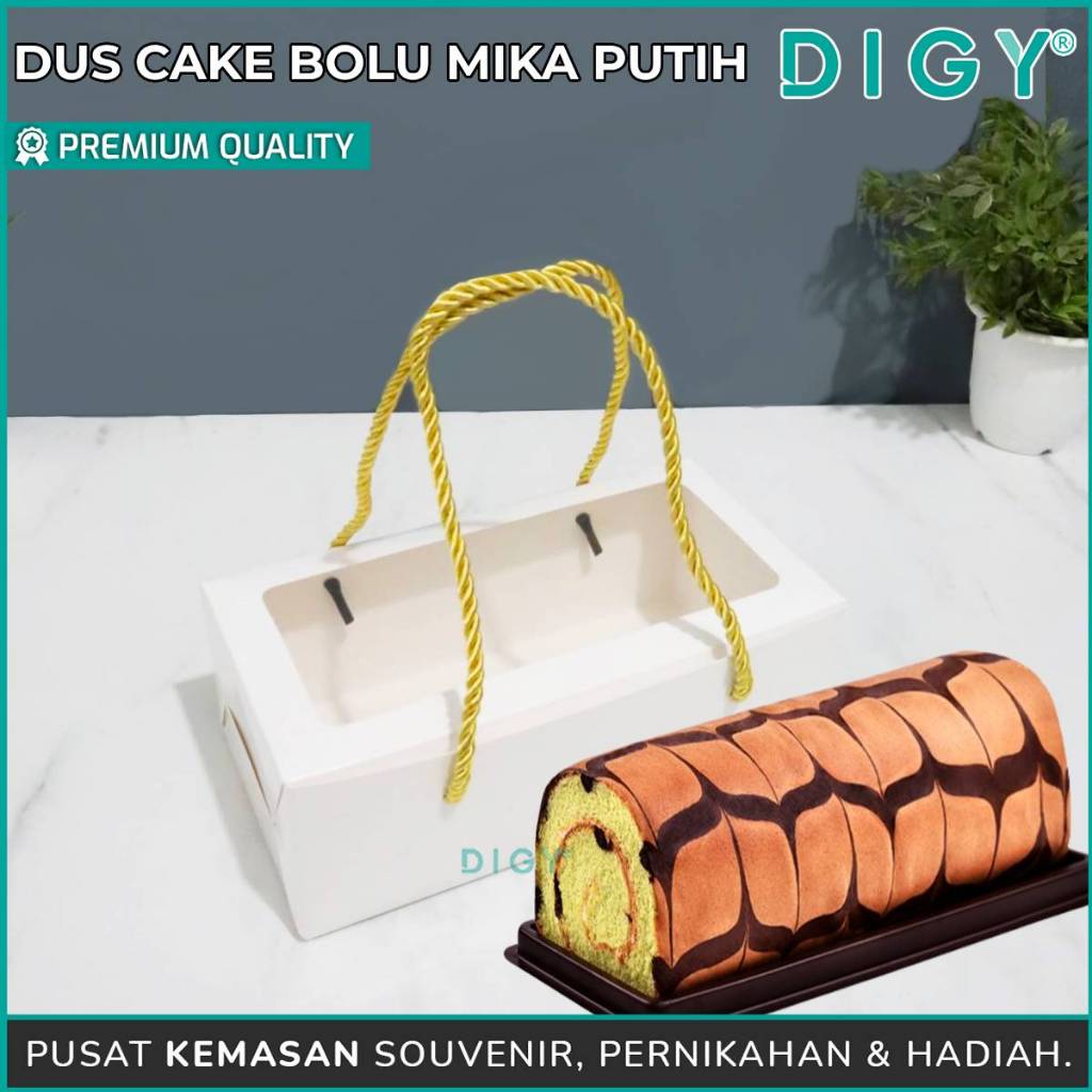 Dus Cake Bolu Mika Gulung Polos / Kotak Kue Mika Putih / Box Bolu Gulung / Kotak Souvenir / Dus Cake