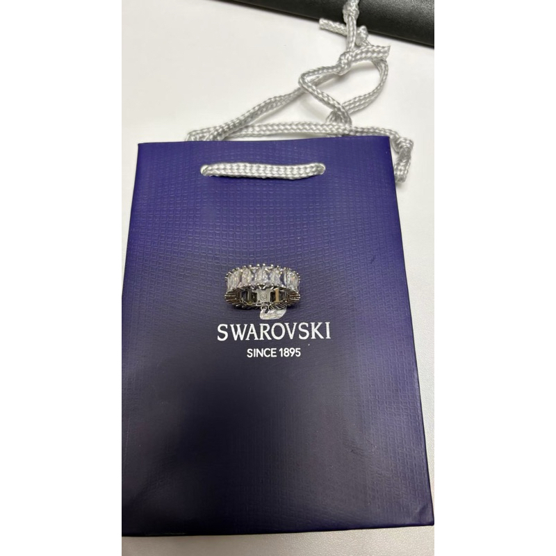 Cincin berlian Swarovsk cincin perak berlian persegi 5572689