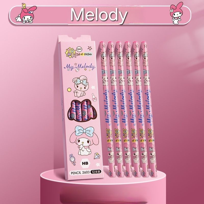 

Pensil Serut HB/ Pensil Karakter Anak Kuromi Cinamoroll Melody