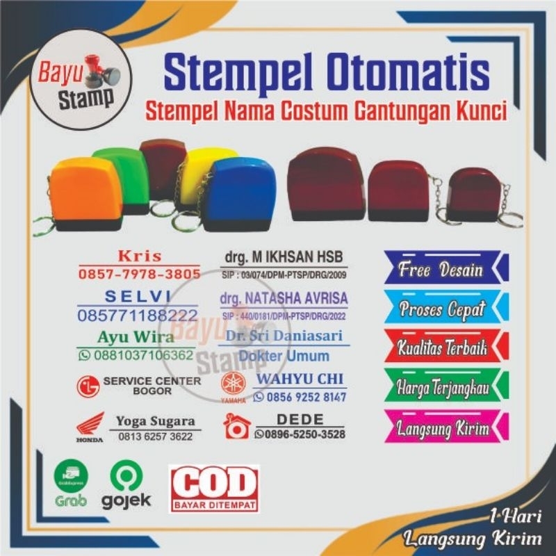 

Stempel otomatis / Flas / stempel nama Dokter/ Perawat/ Bidan/Sales