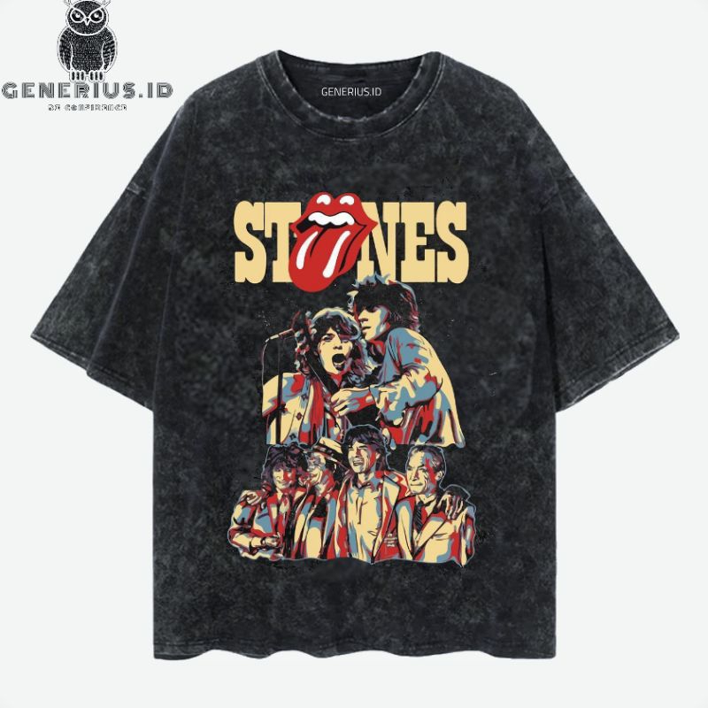 Kaos oversize washing band rolling stones vintage tee