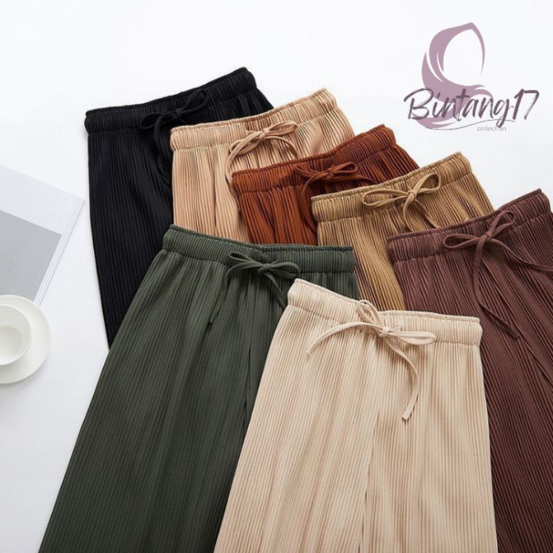 (COD)Celana Kulot Plisket Tali Lidi Premium