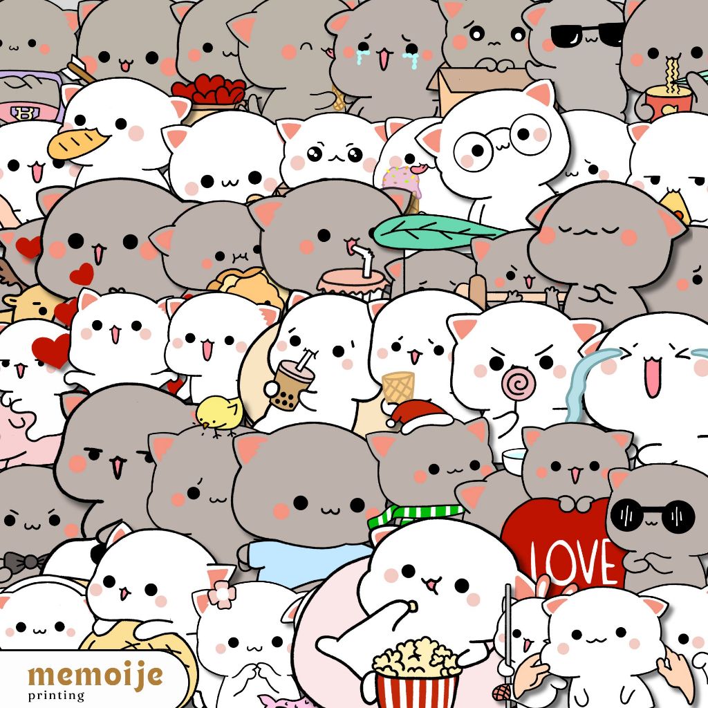 

(50+PCS) Stiker Mochi Peach and Goma Cat Vinyl Waterproof – Sticker Lucu untuk Laptop, Helm, HP, Motor