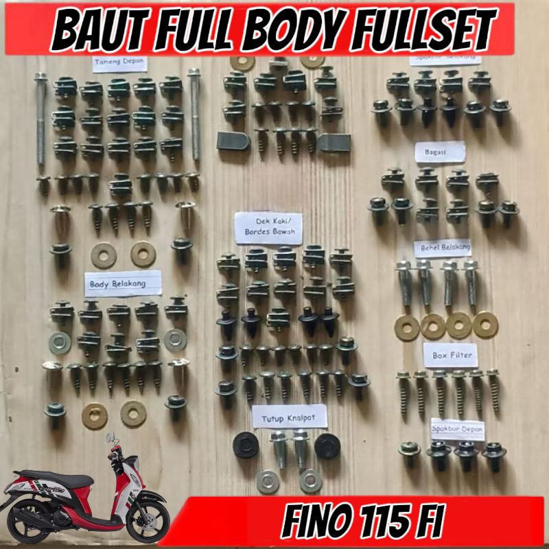 Baut Full Set Cover Body Yamaha Fino FI 115 PGM-FI / Baut Full Body Fino fi Lengkap