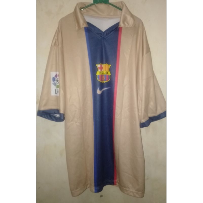 Jersey FC Barcelona away 2000 2001 Gold Patrick Kluivert 9