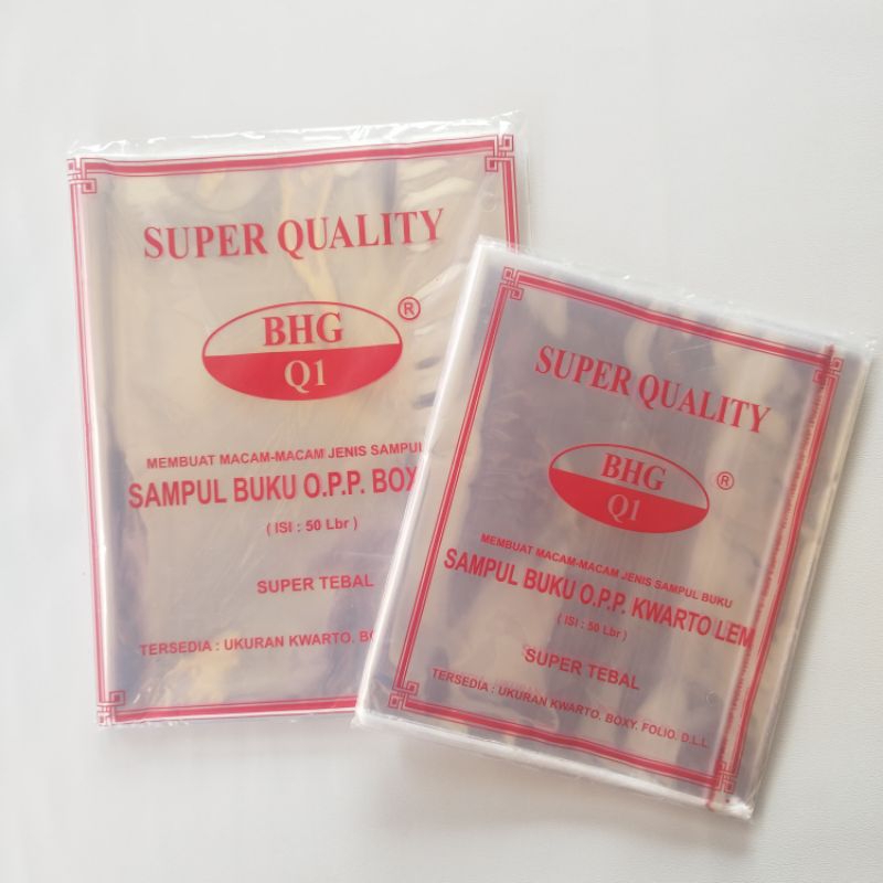

Sampul Buku OPP Plastik Lem Uk Kwarto Boxy & LKS 1 Pak Isi 50 Lembar