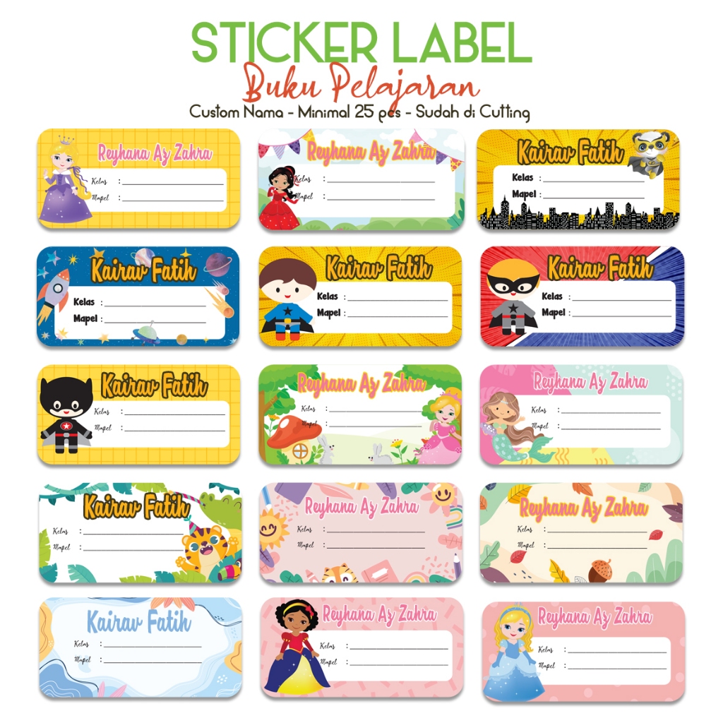 

Sticker nama buku pelajaran sekolah anak tk sd smp sma
