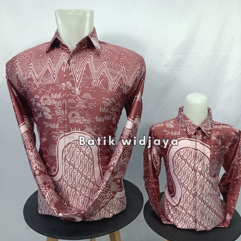 batik silky semi sutra couple ayah anak warna rose gold  lapis furing hero bahan silky original cod